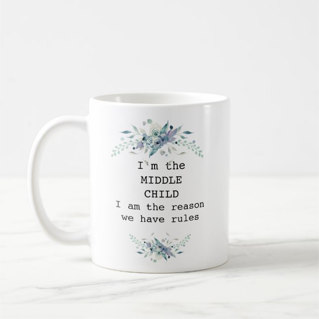 Caneca De Café Bonito azul floral, criança média personalizada (Esquerda)