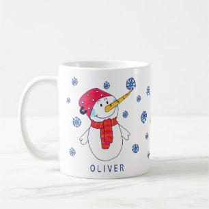 Caneca De Café Bonito boneco de neve com crianças desenhando floc