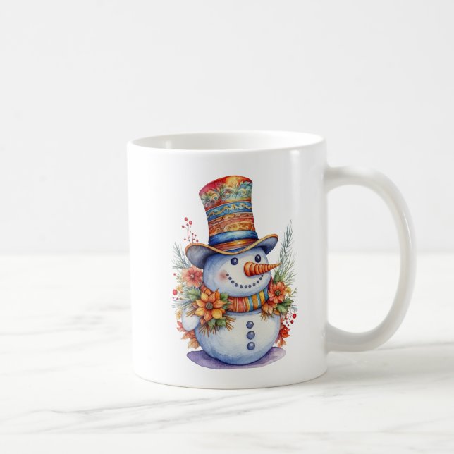 Caneca De Café Bonito boneco de neve de Natal em Mandala Hat Wate (Direita)