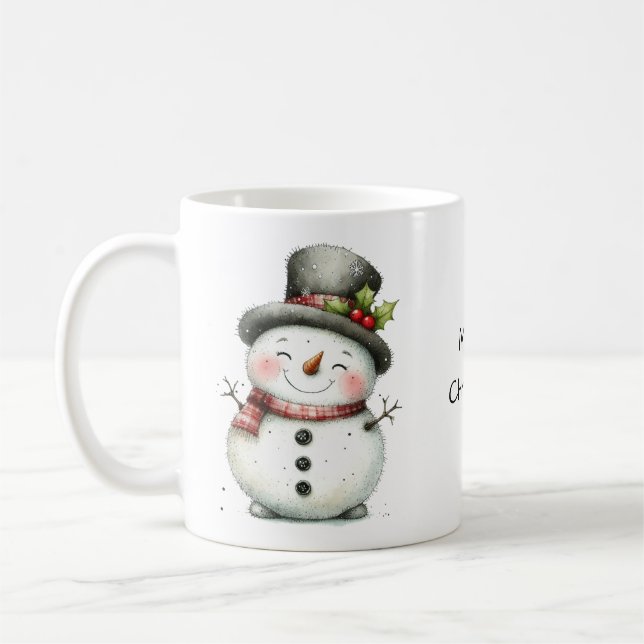 Caneca De Café Bonito boneco de neve Vestindo um chapéu alto (Esquerda)