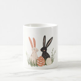 Caneca De Café Bonito Cama de Ilustração Coelho Dois