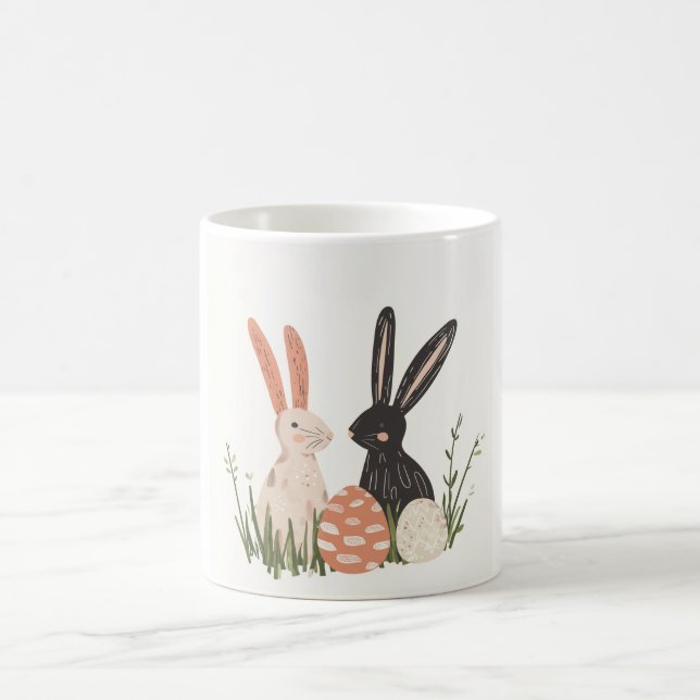 Caneca De Café Bonito Cama de Ilustração Coelho Dois (Centro)
