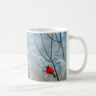 Caneca De Café Bonito Cardeal Vermelho na Neve