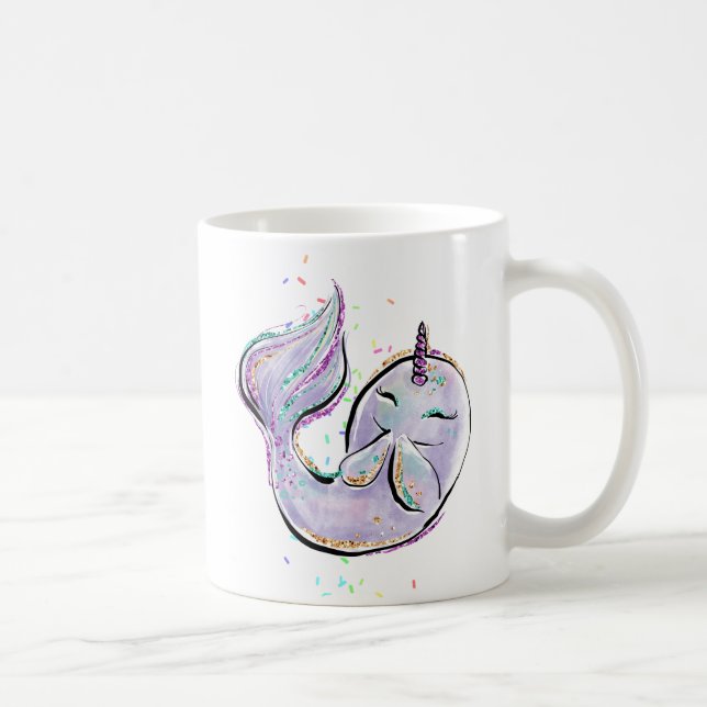 Caneca De Café Bonito Cartoon Narwhal Kawaii Ilustração Adicionar (Direita)