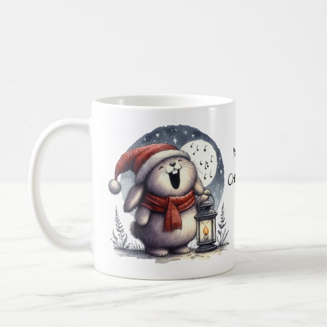 Caneca De Café Bonito coelhinho de Natal (Esquerda)