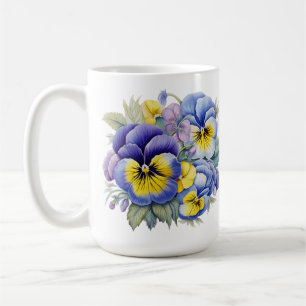 CANECA DE CAFÉ BONITO COR DA ÁGUA PURPER AZUL AMARELO PANSIAS