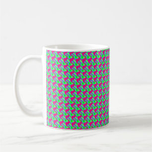 Caneca De Café bonito cor-de-rosa e verde limão ou bebendo de chá