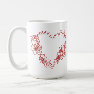 Caneca De Café Bonito Coração Floral