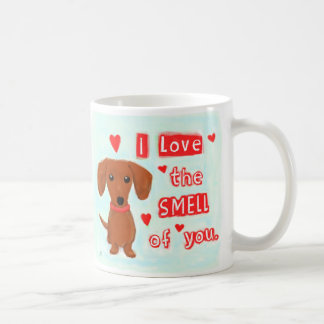 Caneca De Café Bonito Dachshund ama o cheiro de você | Cachorro E