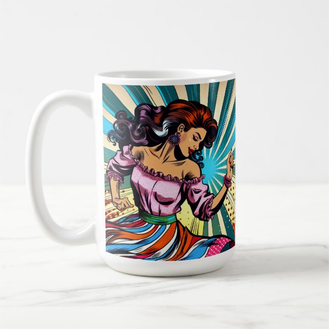 Caneca De Café Bonito dançando Salsa Pop Art (Esquerda)