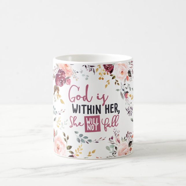 Caneca De Café Bonito Deus Floral está dentro dela. (Centro)
