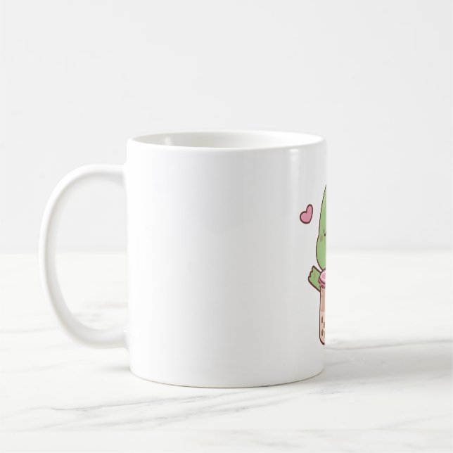 Caneca De Café Bonito Dino Adora Chá Boba Milk (Esquerda)