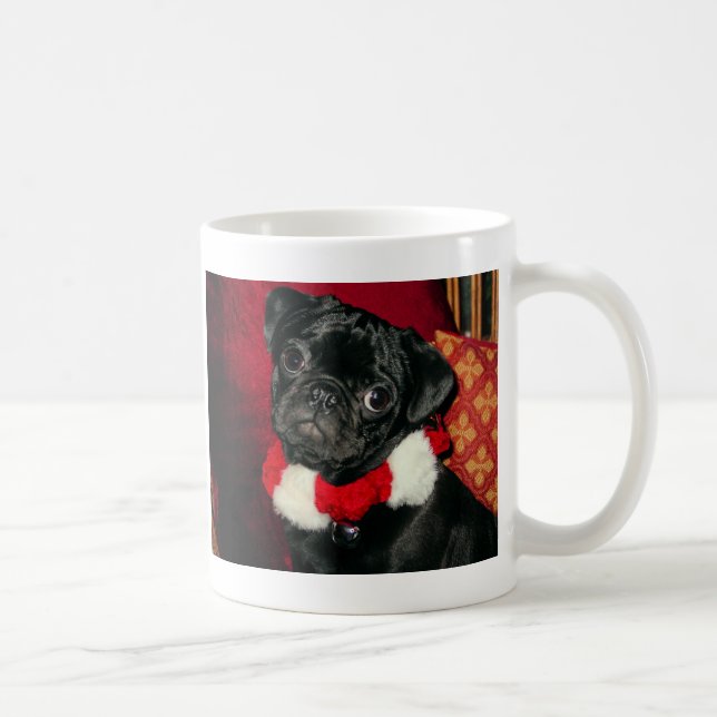 Caneca de café bonito do Pug do Natal (Direita)