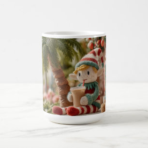 Caneca De Café Bonito Elfo de Natal Tricotado Bebendo Café Gelado