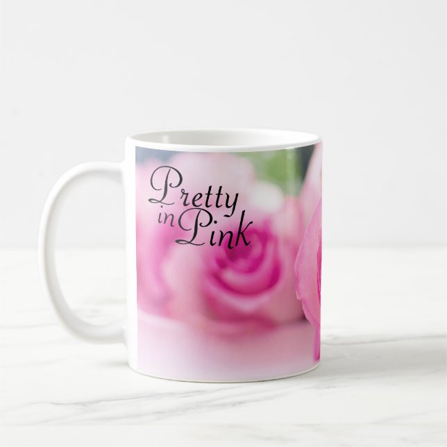 Caneca De Café Bonito em Rosas Rosa (Esquerda)
