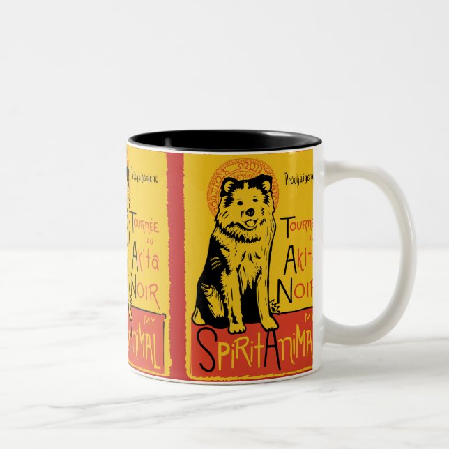 Caneca de café bonito engraçada do cão de Akita (Direita)