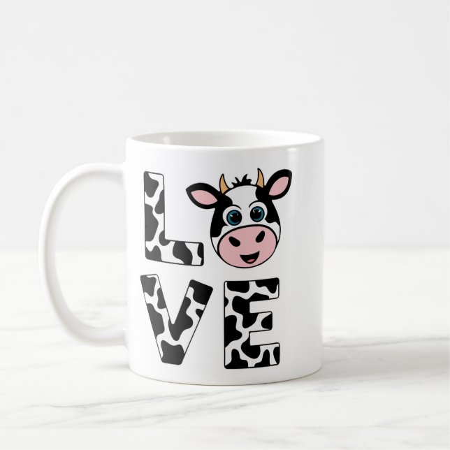 Caneca De Café Bonito Eu Adoro Vacas (Esquerda)