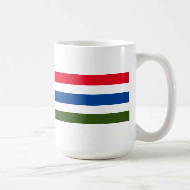 Caneca De Café Bonito faixa verde azul-vermelha em fundo branco (Direita)