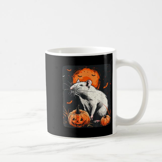 Caneca De Café Bonito Fita De Halloween Com Este Rato Branco E P (Direita)