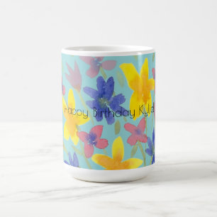 Caneca De Café Bonito Flor De Aniversário Colorida Para Sua Canec