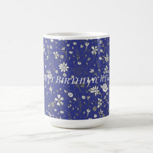 Caneca De Café Bonito Flor De Portas De Aniversário Colorida Para
