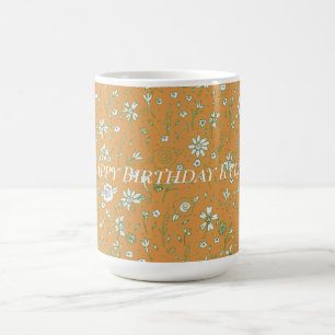 Caneca De Café Bonito Flor De Portas De Aniversário Colorida Para