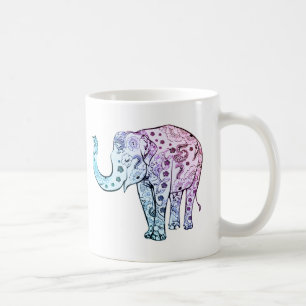 Caneca De Café Bonito floral pastel do elefante boémio