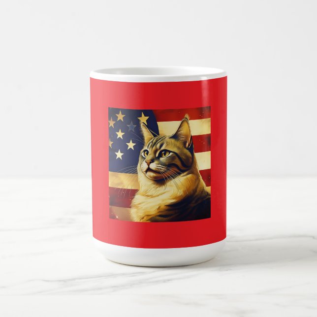 Caneca De Café Bonito Gato Com Pavilhão Americano (Centro)