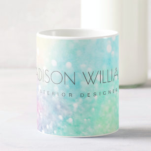 Caneca De Café Bonito Glitter Holographic Iridescente Girly