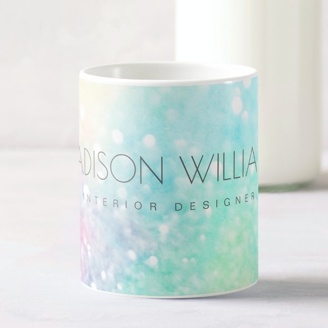 Caneca De Café Bonito Glitter Holographic Iridescente Girly (Criador carregado)