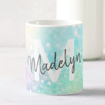 Caneca De Café Bonito Glitter Holographic Iridescente Girly<br><div class="desc">Um bonito plano de fundo brilhante em lindas cores pastel. Você pode personalizar facilmente com seu monograma e/ou nome personalizado.</div>