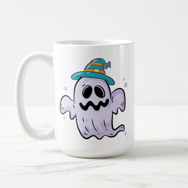 Caneca De Café "Bonito Halloween Ghost Mug - Engraçado Estação Sp (Esquerda)
