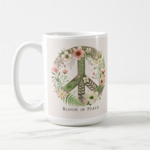 Caneca De Café Bonito Iniciais - Sinal de Paz "Bloom in Peace"