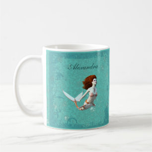 Caneca De Café Bonito Koi Mermaid Nadando Submarino