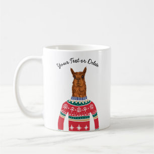 Caneca De Café Bonito Llama Vestindo doce de Natal engraçado