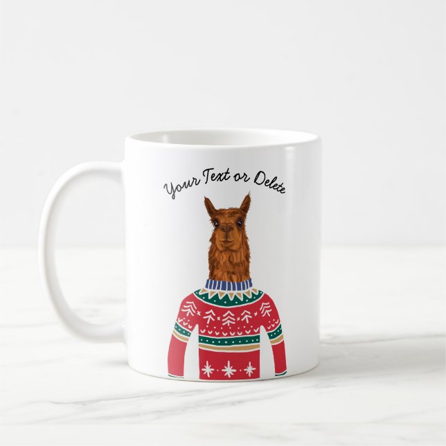 Caneca De Café Bonito Llama Vestindo doce de Natal engraçado (Esquerda)
