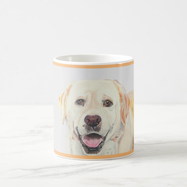 Caneca De Café Bonito Mão Desenhada Amarelo Labrador Mug Retrieve (Centro)