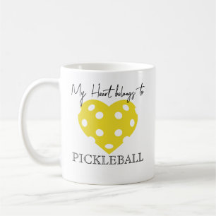 Caneca De Café Bonito Meu Coração Pertence A Pickleball