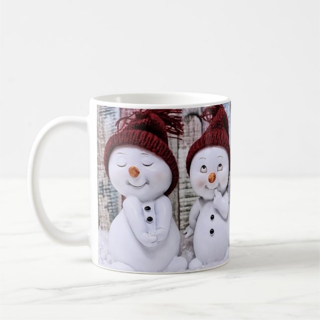 Caneca De Café Bonito Natal Azul Snowman (Esquerda)