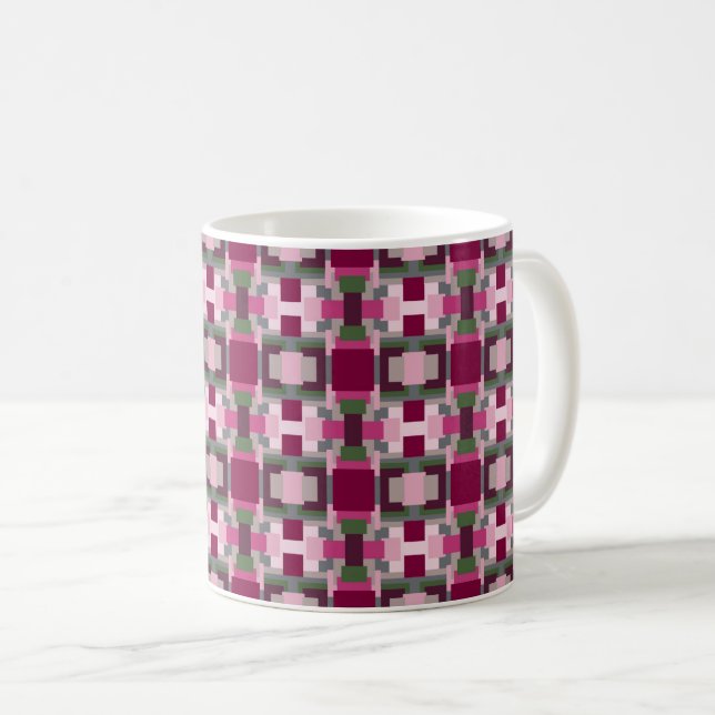 Caneca De Café Bonito no bloco de cor rosa e verde (Frente Esquerda)