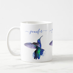 Caneca De Café Bonito nome personalizado de Hummingbird