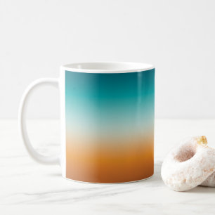 Caneca De Café Bonito Ombre Laranja Solarino e Gradação Azul Te