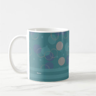 Caneca De Café Bonito Padrão Azul Moderno Monograma