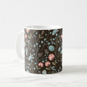 Caneca De Café Bonito Padrão Floral Azul