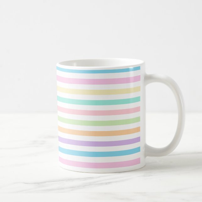Caneca De Café Bonito Pastel Horizontal Strike Pattern (Direita)
