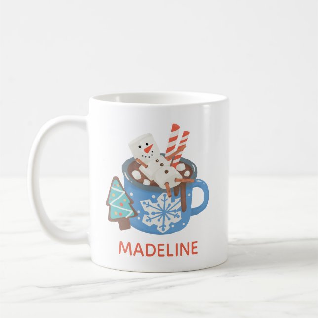 Caneca De Café Bonito personalizado boneco de neve Nome personali (Esquerda)