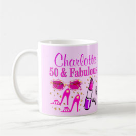 CANECA DE CAFÉ BONITO PINK PERSONALIZADO 50º ANIVERSÁRIO MUG