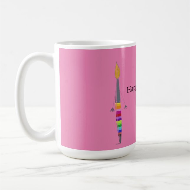 Caneca De Café Bonito Polly Paintbrush Ilustração Kid Aniversário (Esquerda)