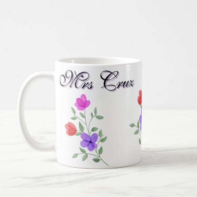 Caneca De Café Bonito Professor Floral Personalizado Mug (Esquerda)