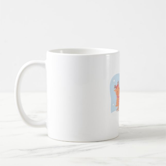 Caneca De Café Bonito Reindeer Construindo Um Neve (Esquerda)